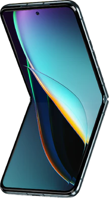 Motorola razr 40 ultra blå front venstre side half Åbnet