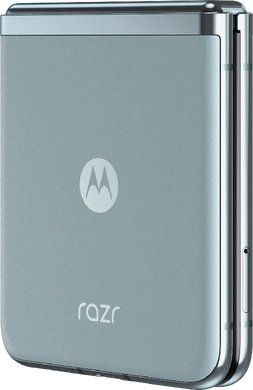 Motorola razr 40 ultra blå bagside venstre side lukket