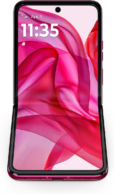 Motorola razr 50 ultra pink voorkant onderkant half geopend