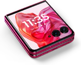Motorola razr 50 ultra pink voorkant linkerzijkant onderkant schuin gesloten