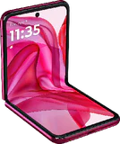 Motorola razr 50 ultra pink voorkant linkerzijkant onderkant schuin half geopend