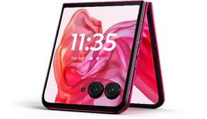 Motorola razr 50 ultra pink voorkant rechterzijkant half geopend