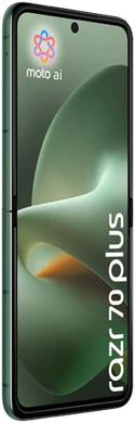 Motorola razr 70 plus grønn inn side n foran venstre side