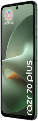 Motorola razr 70 plus grønn inn side n foran høyre side
