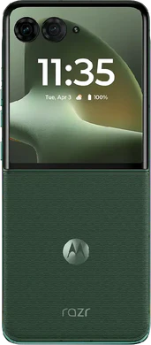 Motorola razr 70 plus grønn utenfor Åpnet