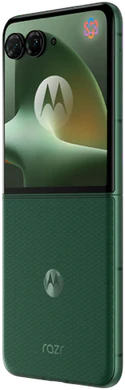 Motorola razr 70 plus grønn utenfor bakside venstre side Åpnet