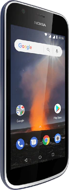 Nokia 1 blauw voorkant linkerzijkant