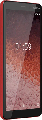 Nokia 1 Plus rood voorkant linkerzijkant