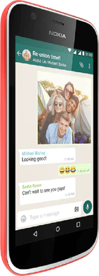 Nokia 1 rood voorkant linkerzijkant