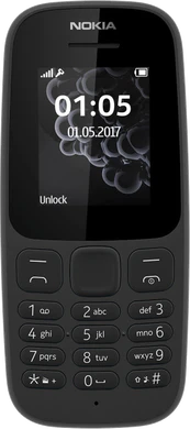 Nokia 105 2017 voorkant zwart