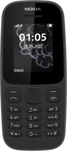 Nokia 105 2017 voorkant zwart