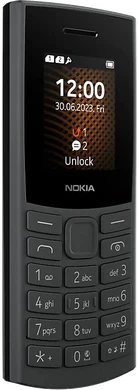 Nokia 105 2023 gris tapa delantera lado izquierdo