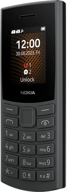 Nokia 105 2023 gris tapa delantera lado derecho