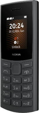 Nokia 105 4g 2024 charcoal grey black front right side
