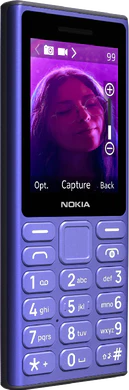Nokia 110 4g 2024 violett Vorderseite linke Seite