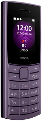 Nokia 110 4G 2nd Edition paars voorkant linkerzijkant