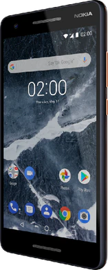 Nokia 2 1 blauw koper voorkant rechterzijkant