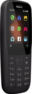 Nokia 220 zwart voorkant linkerzijkant
