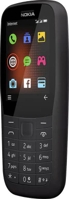 Nokia 220 zwart voorkant rechterzijkant