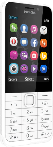 Nokia 230 zilver schuin rechterzijkant