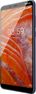 Nokia 3 1 plus blauw voorkant rechterzijkant
