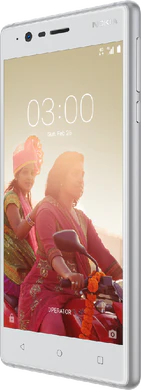 Nokia 3 wit voorkant rechterzijkant