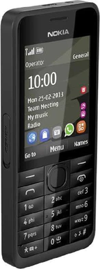 Nokia 301 nero copertina frontale lato sinistro aslant