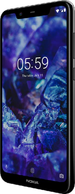 Nokia 5 1 zwart voorkant rechterzijkant