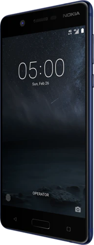 Nokia 5 blauw voorkant rechterzijkant