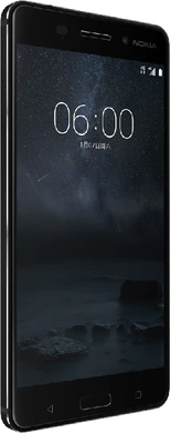 Nokia 6 zwart voorkant linkerzijkant