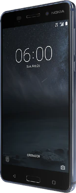 Nokia 6 blauw voorkant rechterzijkant