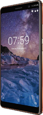 Nokia 7 plus zwart koper voorkant rechterzijkant