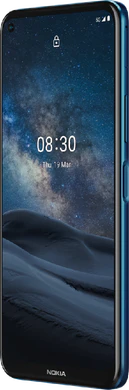 Nokia 8 3 5g azul tapa delantera lado derecho