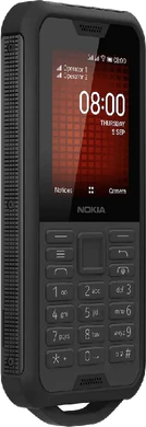 Nokia 800 Tough zwart voorkant linkerzijkant
