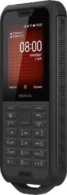 Nokia 800 Tough zwart voorkant rechterzijkant