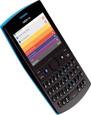 Nokia Asha 205 cyan tilted ed