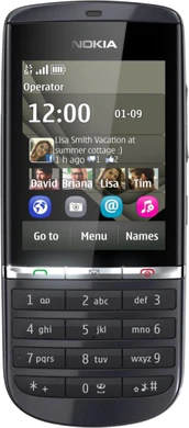 Nokia Asha 300 voorkant zwart