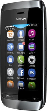 Nokia Asha 308 negro tapa delantera