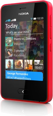 Nokia Asha 501 punainen vino oikea puoli