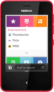 Nokia Asha 501 punainen etupuolella