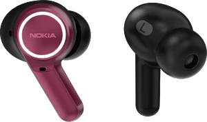 Nokia Clarity earbuds 2 plus pink earbuds vänster sida höger sida