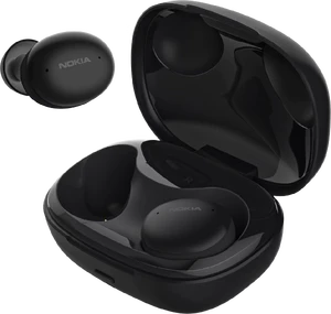 Nokia comfort earbuds plus nero case copertina frontale lato destro aslant aperto