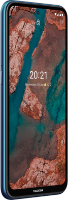 Nokia X20 blå front vänster sida