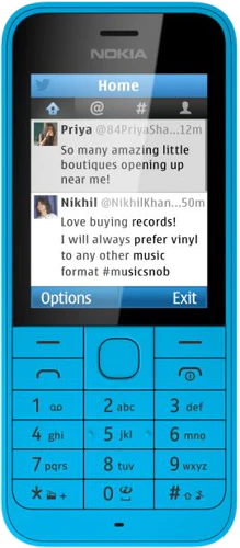 Nokia 220 voorkant blauw twitter