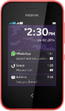 Nokia Asha 230 Dual SIM rød foran lock screen