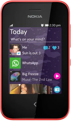 Nokia Asha 230 rot Vorderseite fastlane