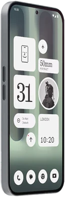 Nothing Phone 2a plus grijs voorkant linkerzijkant