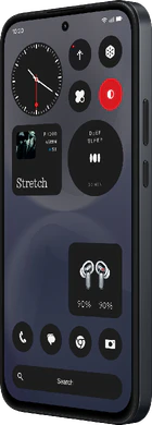 Nothing Phone 4b zwart voorkant rechterzijkant