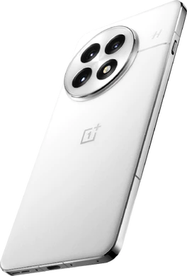 OnePlus 13 white back left side bottom tilted ed