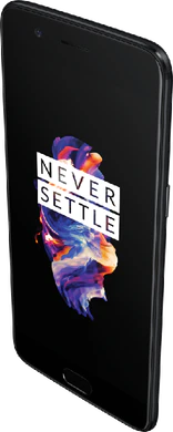 OnePlus 5 zwart voorkant rechterzijkant bovenkant schuin